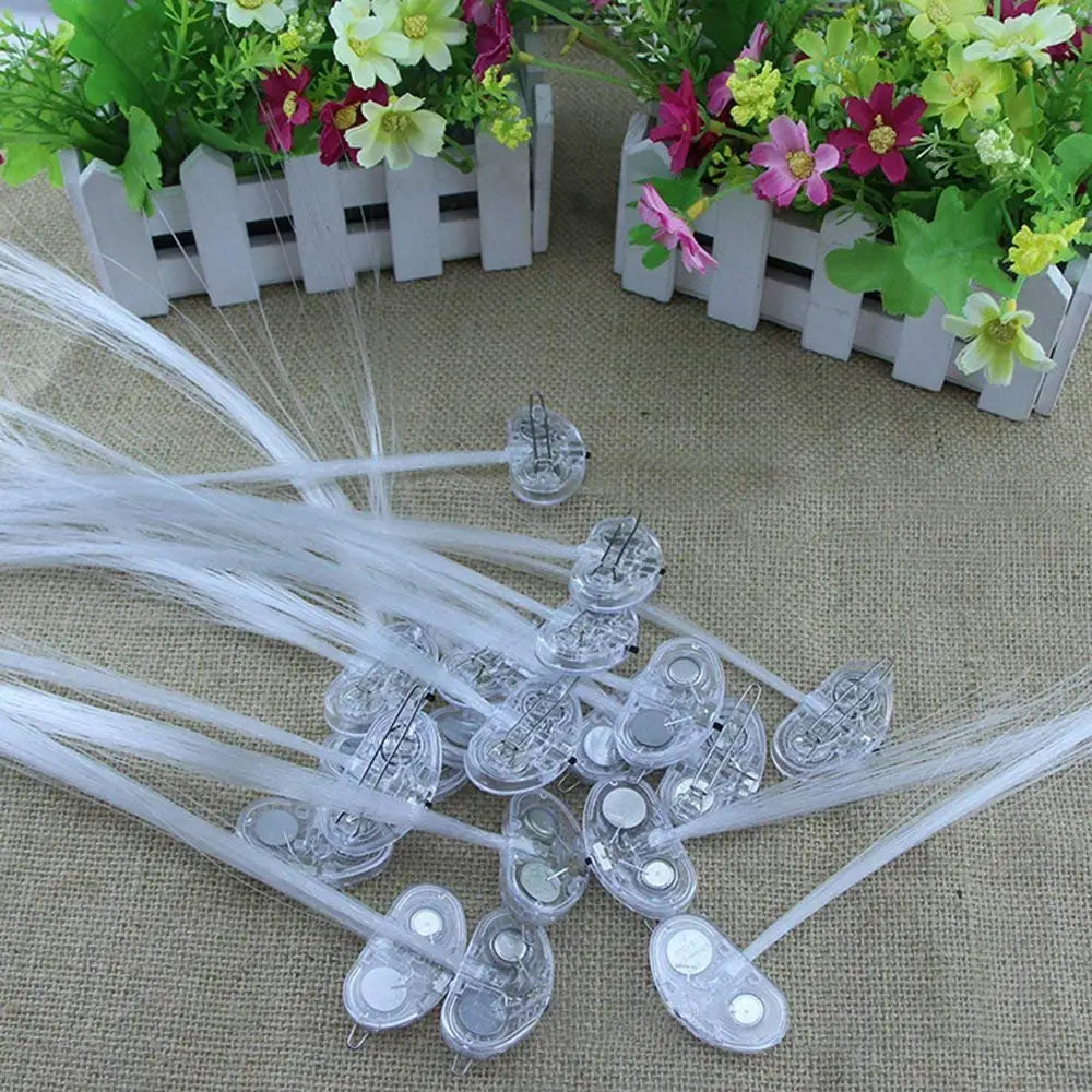10-Pack LED Fibre Optic Light-Up Hair Clips for Parties