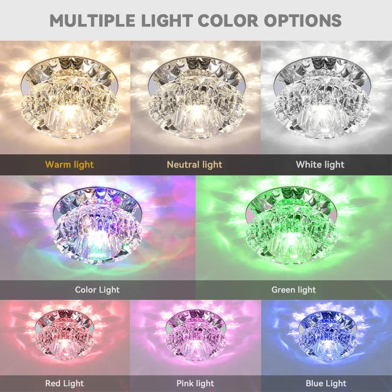 LED Crystal Embedded Ceiling Light for Hallways and Balconies