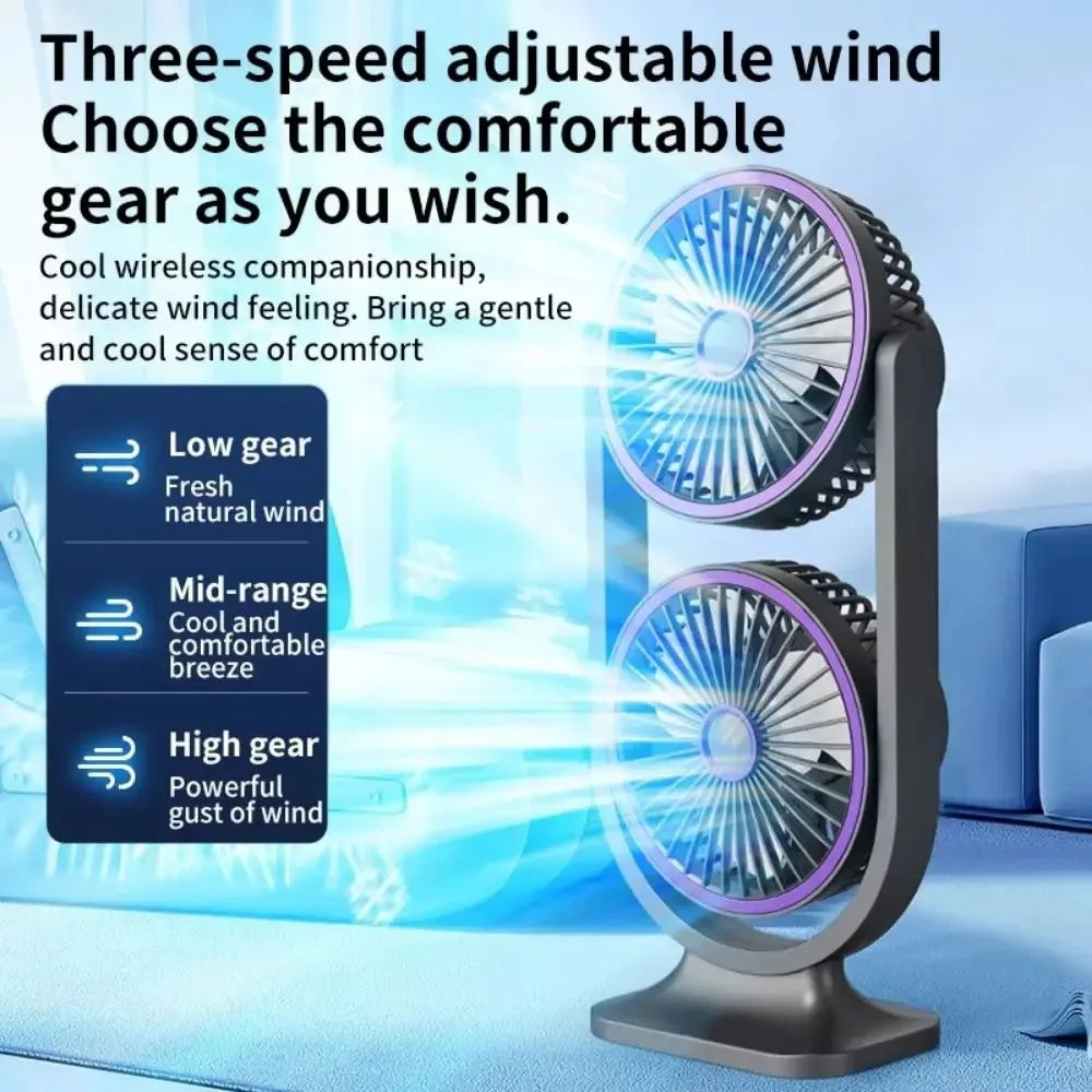 Dual-head desktop fan