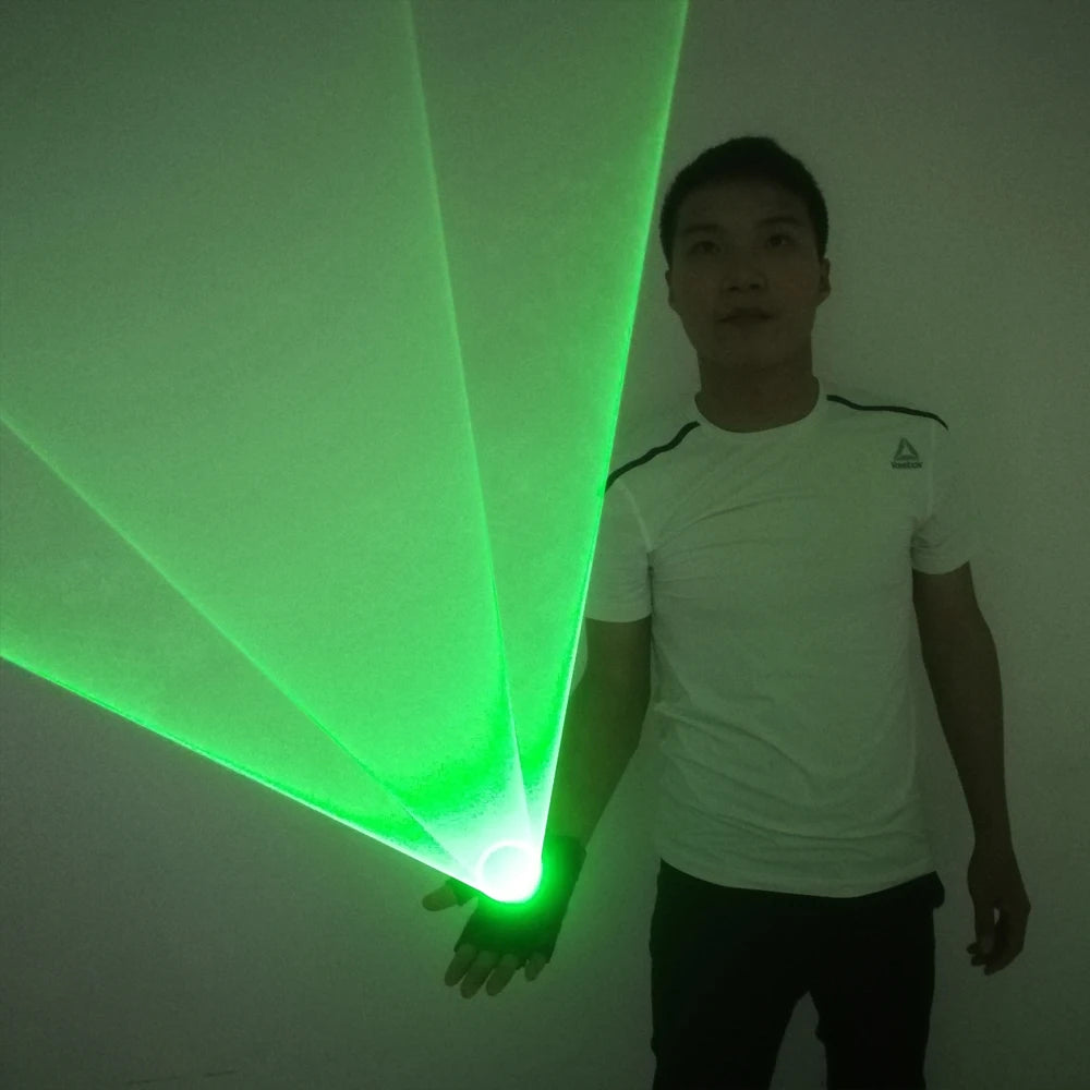 Green Rotating Laser Gloves, 30-Minute Glow Party Props