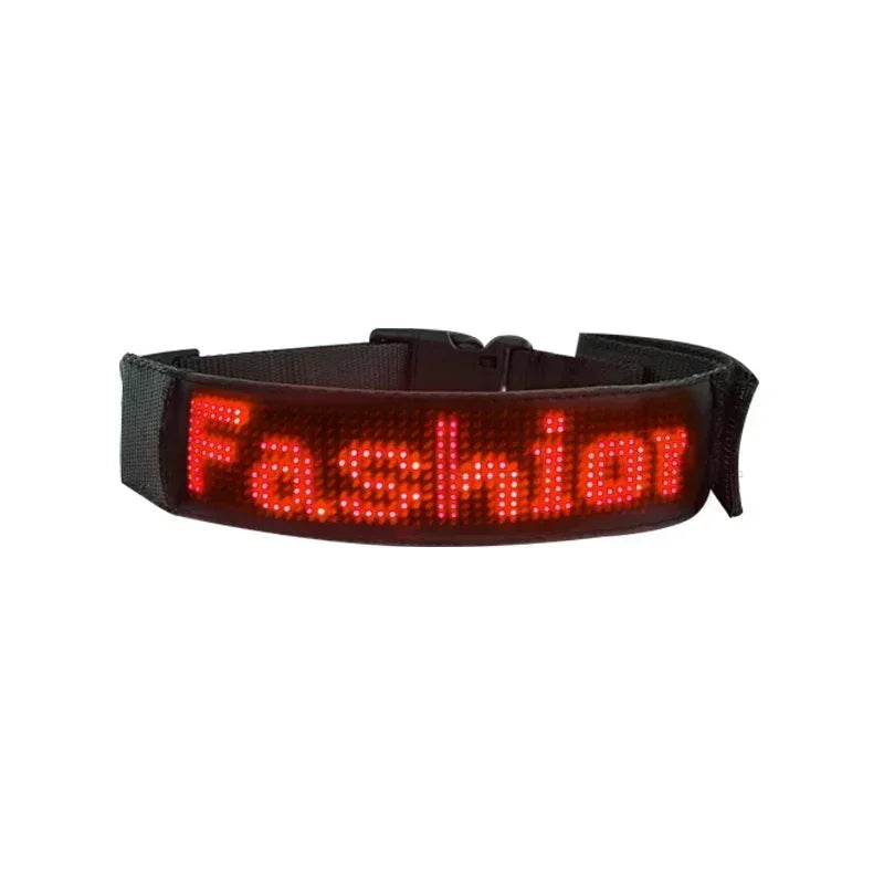 Programmable LED Display Dog Collar, Scrolling Text and Animations, Rechargeable
