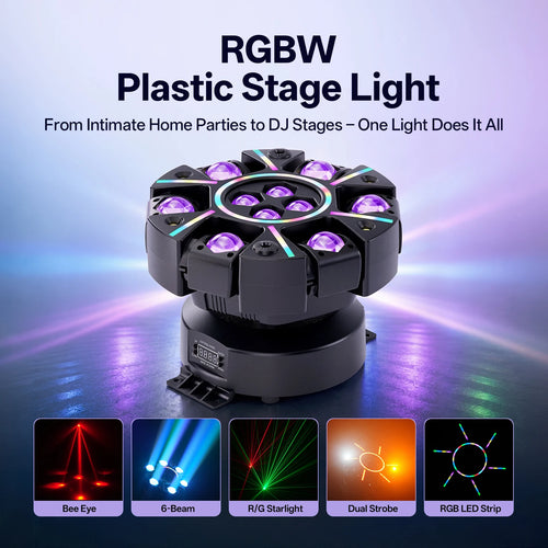 150W RGBW 6-Arm Moving Head DJ Light, DMX
