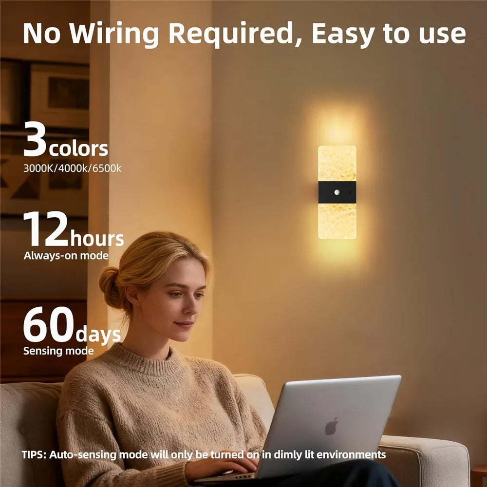 Motion Sensor Acrylic LED Wall Lamp, 2 Pack