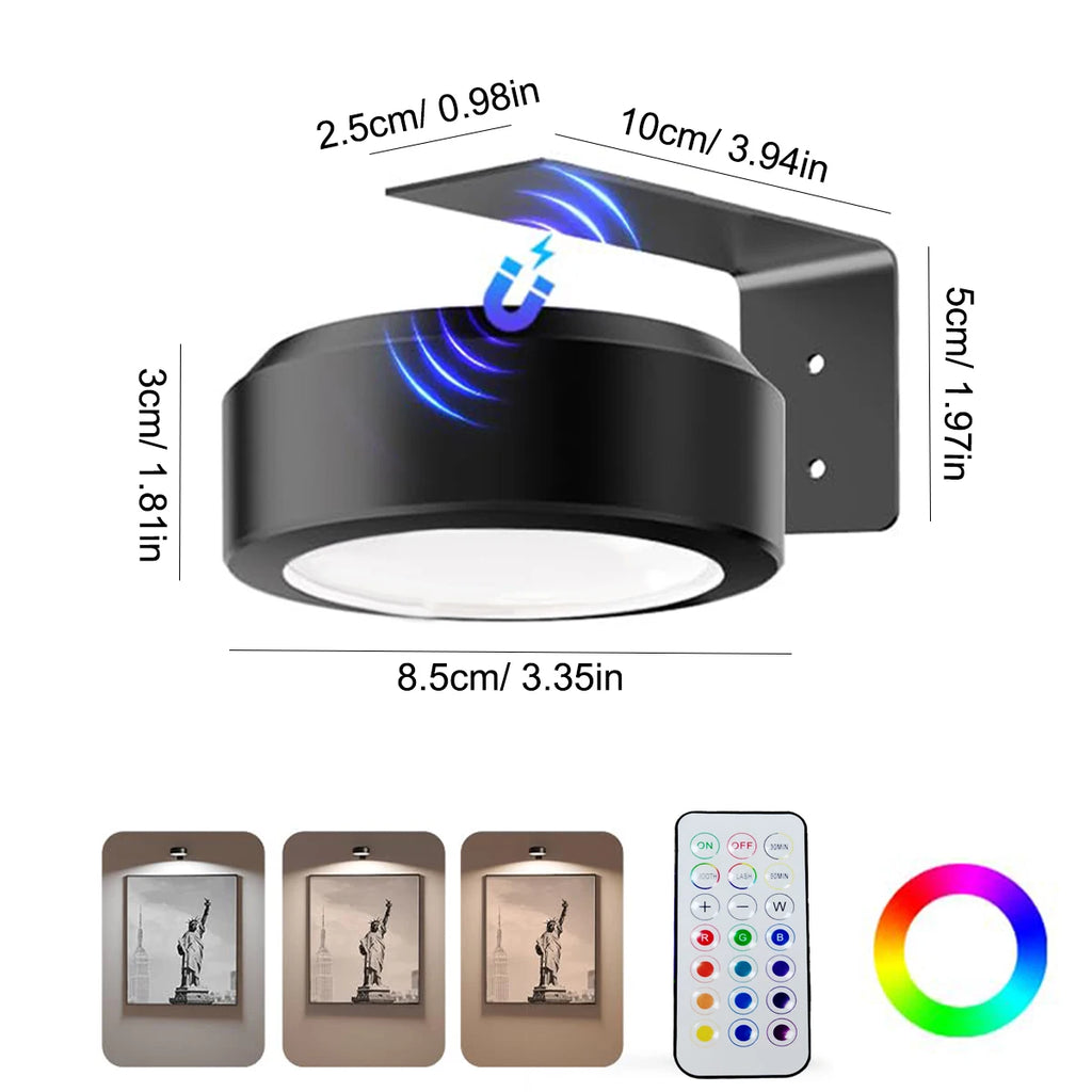 Magnetic LED Puck Desk Light, Colour-Changing with Remote