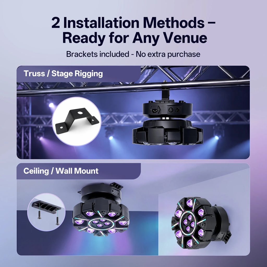 150W RGBW 6-Arm Moving Head DJ Light, DMX