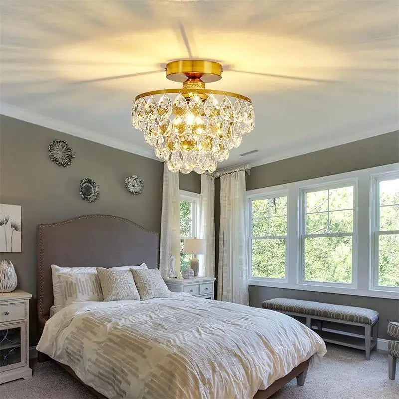 French-style crystal semi-flush ceiling light