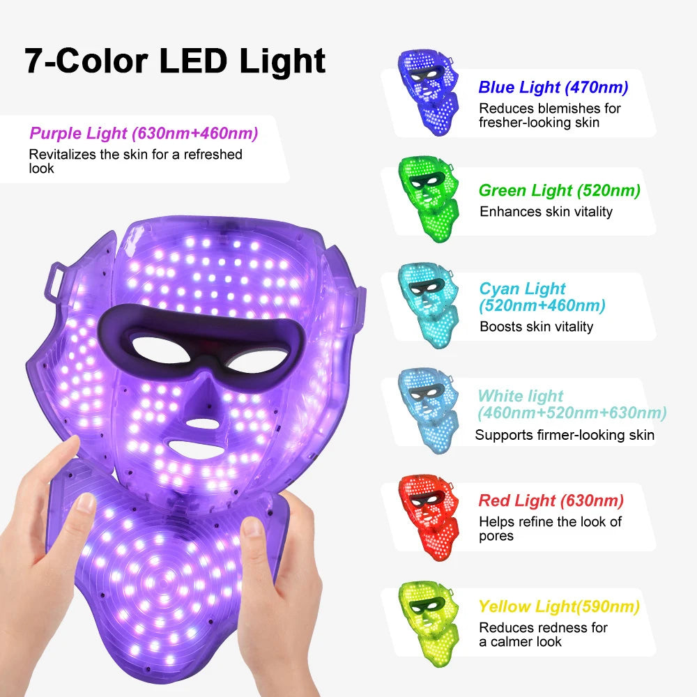 Wireless 7-Colour Photon LED Face and Neck Beauty Mask
