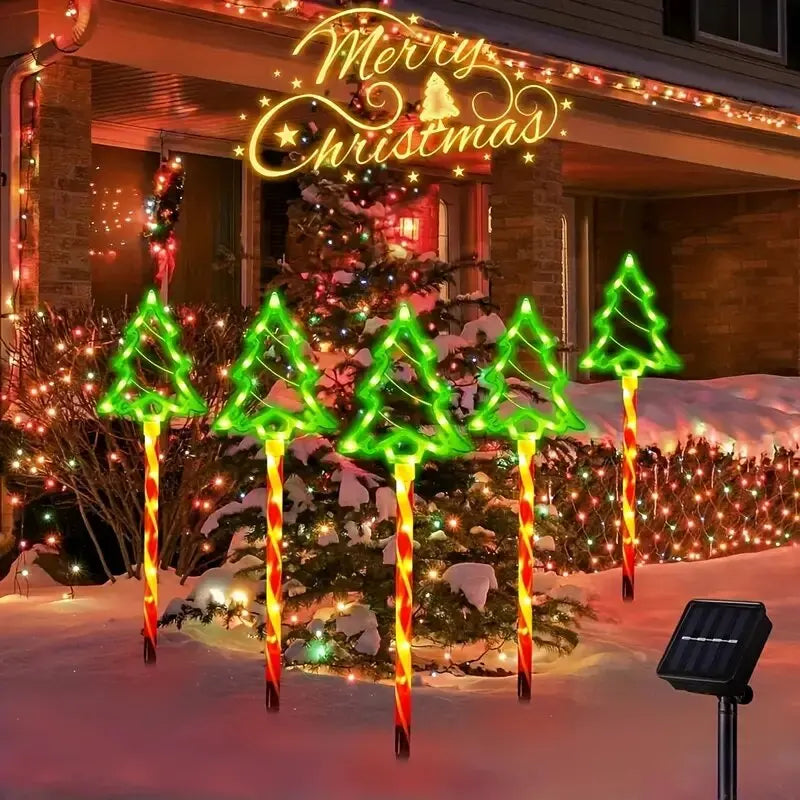 Solar candy Christmas tree stake lights