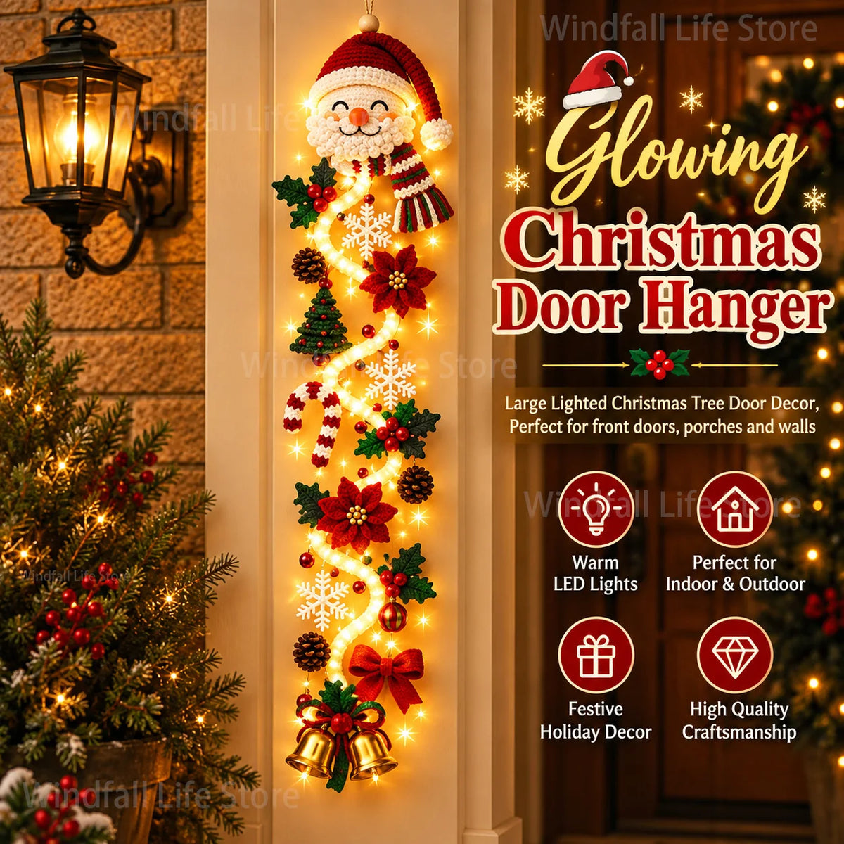 Glowing Christmas door hanger