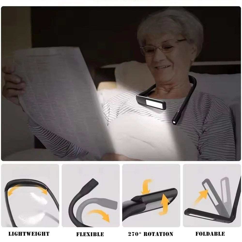 Rechargeable LED Neck Reading Light, Flexible and Bendable