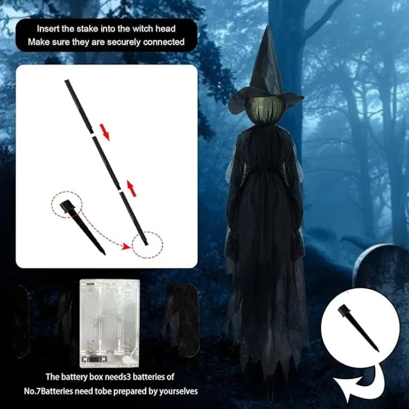 3 Piece Glowing Halloween Witches, Sound-Activated, Hand-Holding