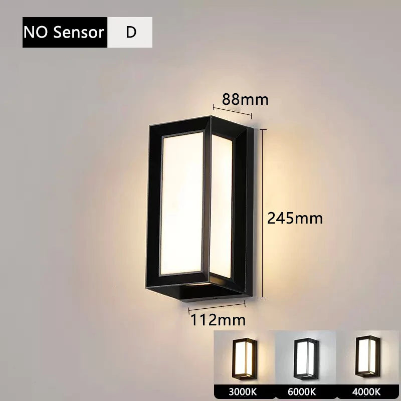 Outdoor Wall Lamp with Motion Sensor, 220V, IP65 Waterproof