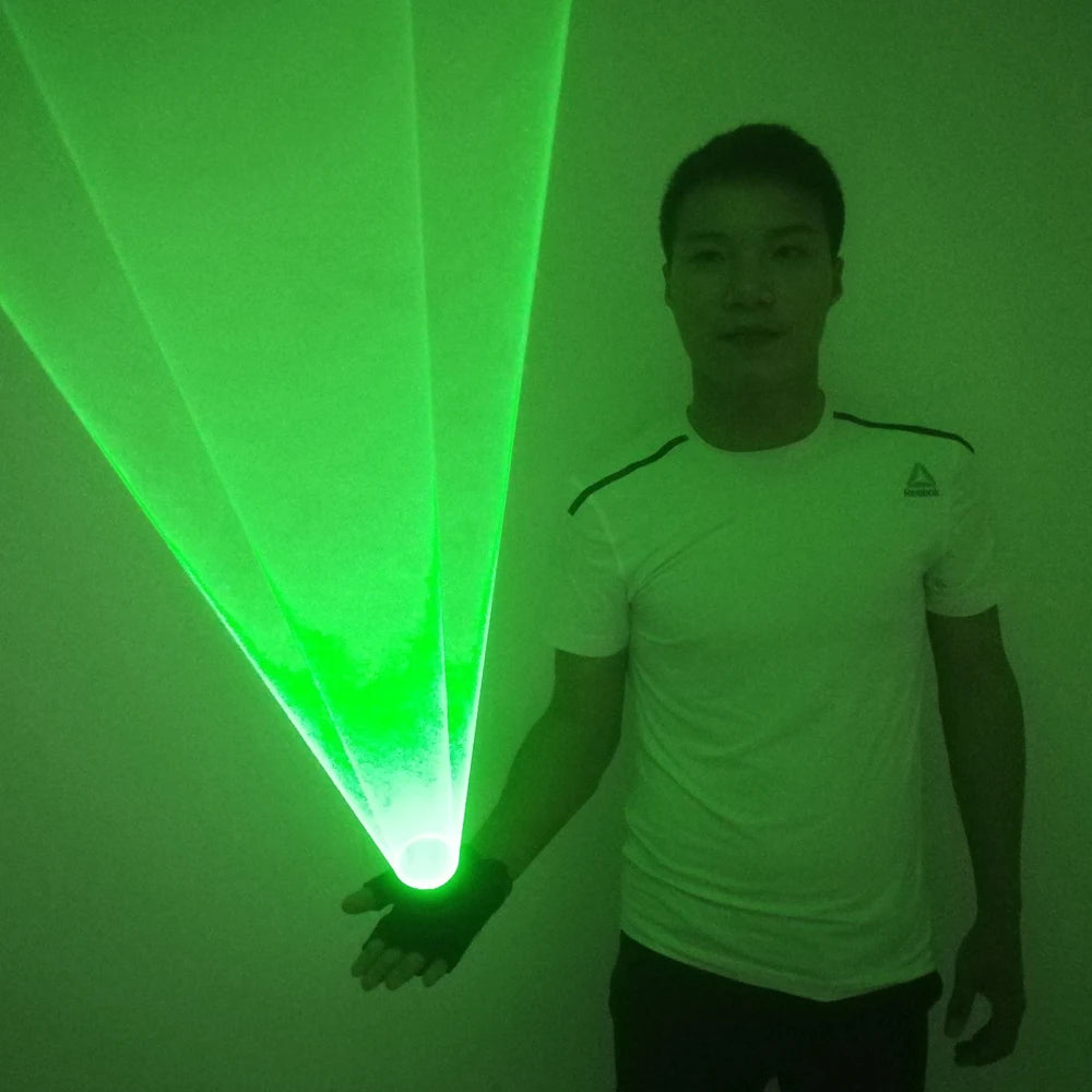 Green Rotating Laser Gloves, 30-Minute Glow Party Props