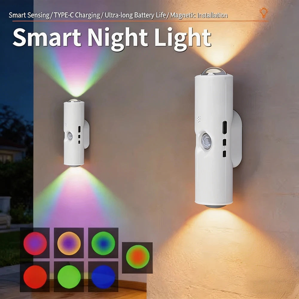 Double-head RGB motion sensor wall lamp