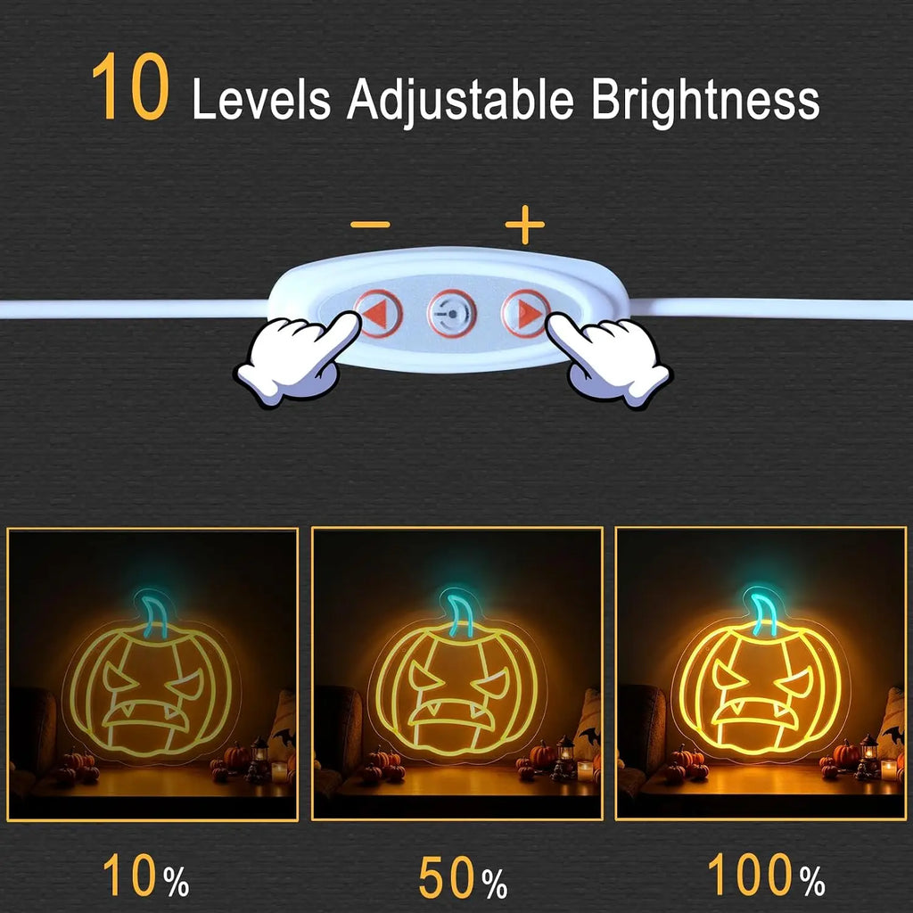 Pumpkin LED Neon Sign, Dimmable, USB Powered