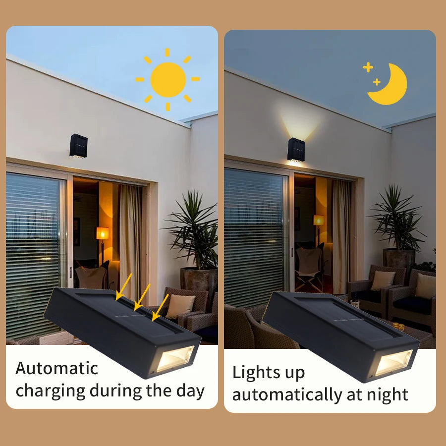 Solar Up and Down Wall Washer Light, Waterproof