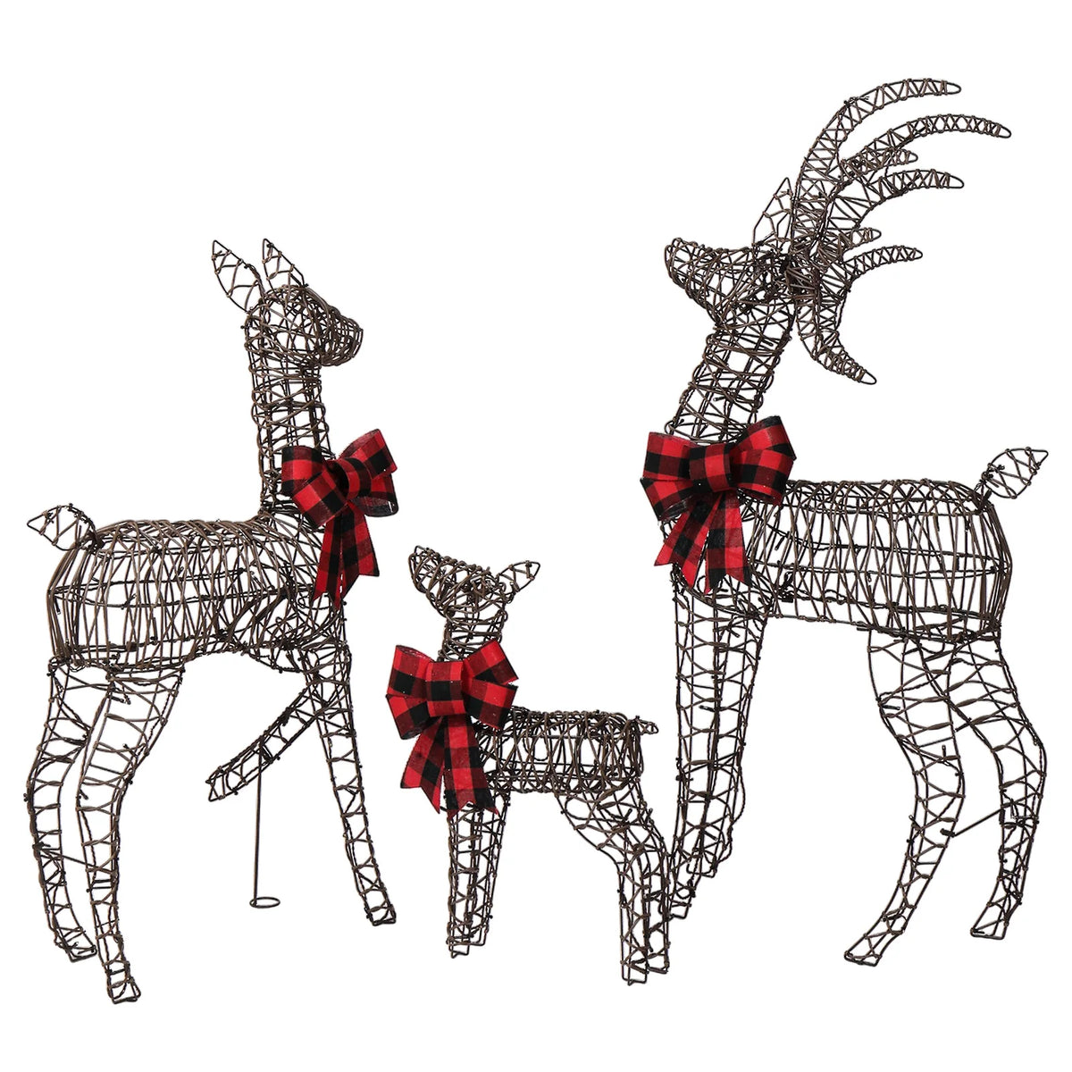3-Piece Lighted Rattan Reindeer Family, 210 Warm White LEDs, 4FT